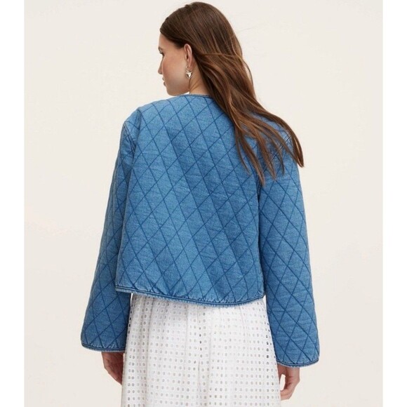 Women's Quilted Denim Jacket - kate spade x Target Blue size LARGE NEW - Picture 4 of 5